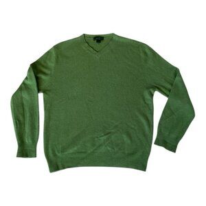 Marshall Field’s 100% Cashmere Sweater Size L Green V-Neck Soft Luxury Knit